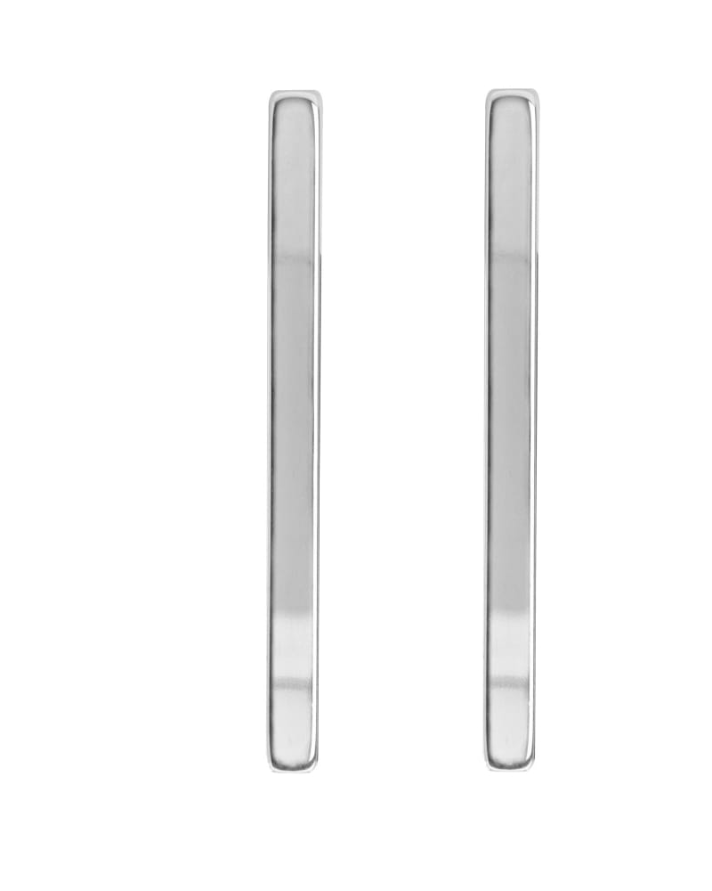 Front of a size one-size-fits-all Large Stick Earrings Silver in Silver by Eklexic. | dia_product_style_image_id:282757